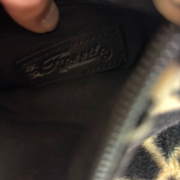 Fossil Black Suede and Animal Hair Giraffe Print Small Crossbody Purse - Picture 7 of 7